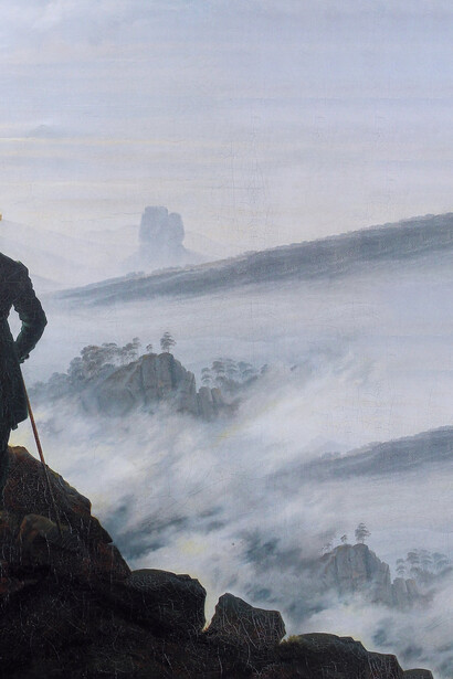 Caspar David Friedrich, El caminante sobre el mar de niebla (detalle), c. 1817