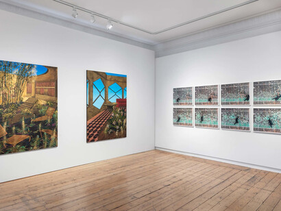 Robin Rhode and Rogelio Báez Vega, In dialogue, exhibition view. Courtesy of Lehmann Maupin