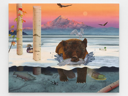 Matt Belk, Aspens, 2023, Acrylic on canvas, 39 x 48 inches, 99 x 122.5 cm. Courtesy of the artist and The Hole, New York