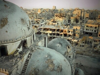 The Khaled bin Walid mosque, destroyed