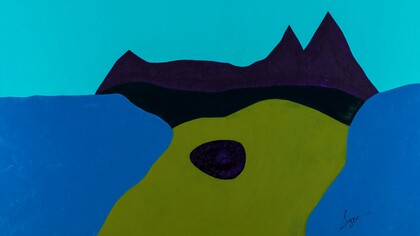 David Syre, The Mighty Nooksack and The Twin Sisters, 2018, acrylic on canvas, 122x183 cm