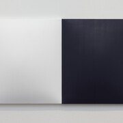 Dean Levin, Untitled (Indigo & White), 2014, Hydrocal and oil on cotton, diptych, 22 x 40 inches overall