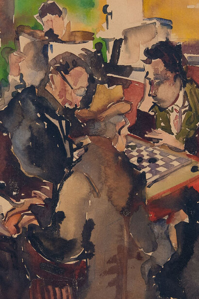 Ernest Albert, Jugando a las damas en el pub (detalle)