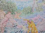 Svitlana Judith Grebenyuk, Bagnanti, acrilico su tela, cm 115x175, 2022, dettaglio