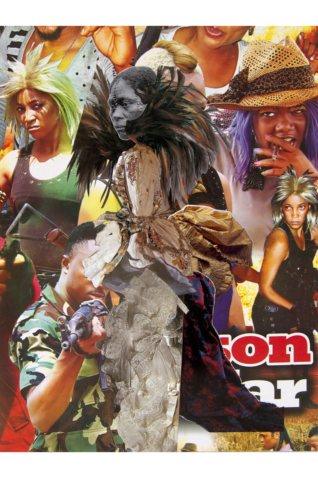 Marcia Kure, Ethnographica VII: Dowager, 2015, Collage on Arches HP watercolor paper, 300LB, 24 x 18 in. Courtesy: Susan Inglett Gallery, NYC.