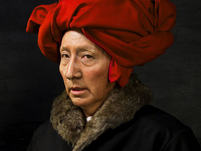 Yasumasa Morimura, Van Eyck in a red turban (detalle), 2016. Cortesía de MUSAC