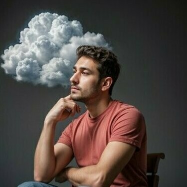 L'immagine di un uomo che pensa così come costruita dall'intelligenza artificiale