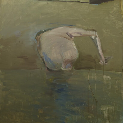 Siegfried Anzinger,
Senza titolo, dettaglio,
s.d.,
olio su tela,
190 x 160 cm,
Museo del Novecento - Donazione Bertolini