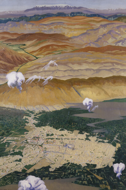 Damascus and the Lebanon Mountains from 10,000 Feet by Richard C. Carline, 1920, Oil on canvas © IWM (Art.IWM ART 3082) 