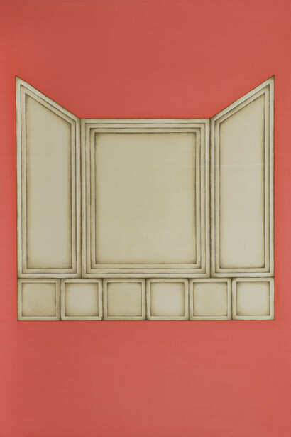 Selma Parlour, Metapainting (figure-ground 4), 2014, oil on linen, 61 x 50.5 cm