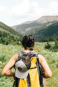Solo traveler looking at the mountain view 