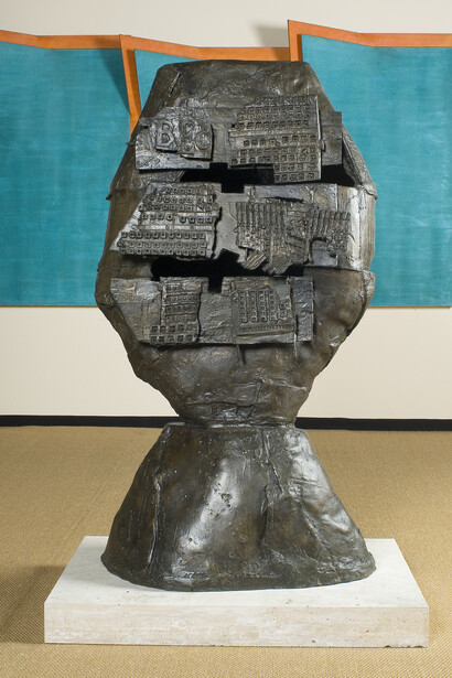 Eduardo Paolozzi 
Untitled Head, c1957-8
unique, signed
bronze 
149.9 cm 
