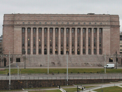 The Parliament House (Finnish: Eduskuntatalo) is the seat of the Parliament of Finland, located in central Helsinki