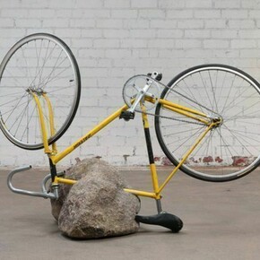 Matt Johnson, Stone with Bicycle, 2013, Granite, Raleigh bicycle, 127 x 76.2 x 134.6 cm, 50 x 30 x 53 ins, Copyright The Artist,
Courtesy Alison Jacques Gallery, London