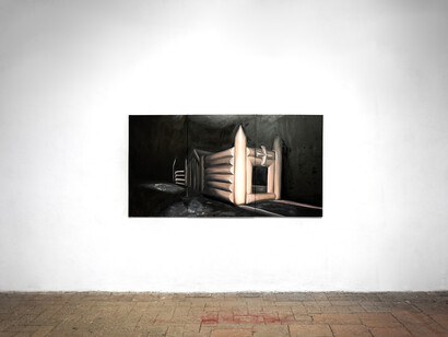 Gabriel O’Shea, Threni, vista de exhibición. Cortesía del Museo de la Ciudad de Querétaro 