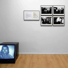 Sanja Iveković, Inter Nos (Between us), 1978, 4 b-w photographs, 40 x 26 cm each, drawing with text, b-w video 60', Courtesy the artist and P420, Bologna