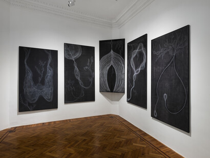 Ginevra Landini y Emilio Renart, vista de exhibición. Cortesía de la Galería Del Infinito 