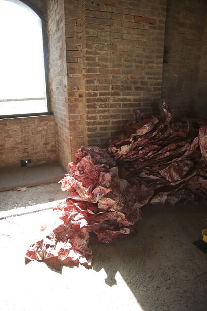 Imran Qureshi - Installation along the stairs leading to the roof of the Torre Grossa