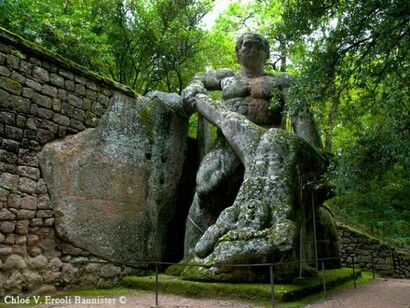 Several statues adorn Bomarzo's park
