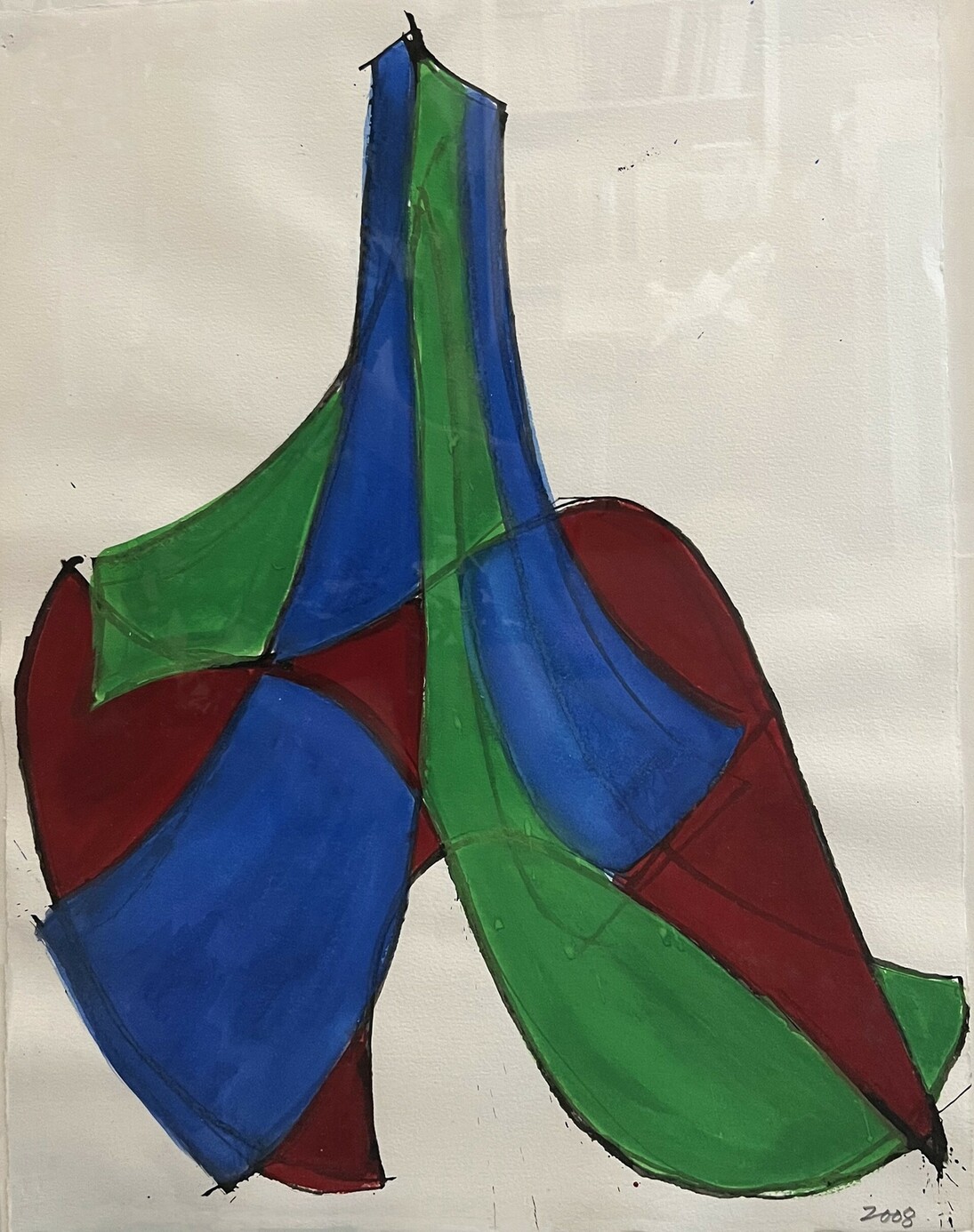 David Hayes, Study for rouge et noir deux, gouache on paper, 22.25x17.25 in