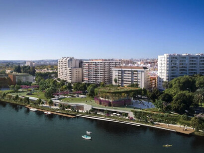 El nuevo parque de Los Remedios junto al río. Abierto en 2025: tiene un 70% de sombra, Sevilla, España