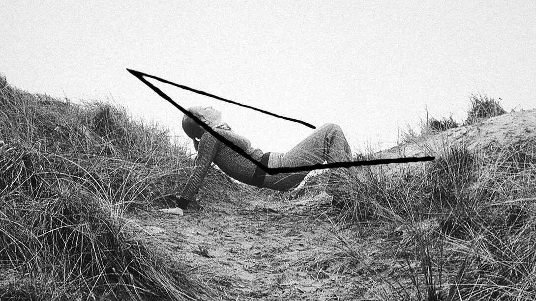 Valie Export, Trapez, 1974, Black and white photograph, Dimensions: 41,6 x 60,7 cm (16,38 x 23,9
in), Framed Dimensions: 56 x 79 cm (22,05 x 31,1 in) Ed. of 3
