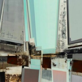 Michael Dickey, Untitled (887 grey aqua), acrylic and resin on wood, 48 x 60 inches, 122 x 152 cm - 2012