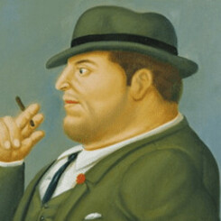 Rechoncho hombre que fuma a la espera de su cáncer de pulmón o de su alzhéimer (cuadro de Botero)