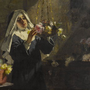 Virgilio Ripari, Il mese di Maria, olio su tela, 118 x 179 cm, Milano, Galleria d'Arte Moderna. Courtesy of Serrone della Villa Reale di Monza