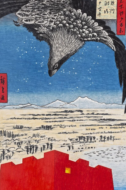 Richard Carter, Bunker and eagle, after Hiroshige, 2024. Courtesy of Hexton Gallery