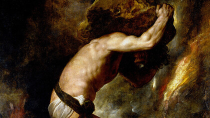 Sísifo y su roca vistos por Tiziano (detalle)