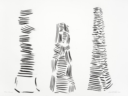 Three Columns, 2011, Carbone su carta, 111x153 cm