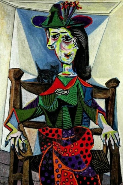 Woman in beret and checked dress, Pablo Picasso