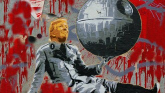 A street art mural of Donald Trump in Cologne's Ehrenfeld district, Germany, captured in 2017