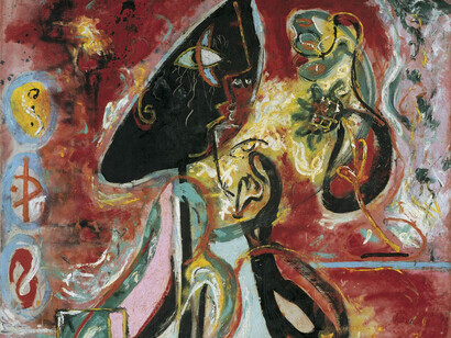 Jackson Pollock La donna luna (The Moon Woman), 1942, dettaglio, Olio su tela, 175,2 x 109,3 cm. Collezione Peggy Guggenheim, Venezia. © Jackson Pollock, by SIAE 2015 