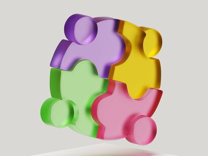 Quebra-cabeças com peças em forma humana. Responsabilidade social: relaciona-se à forma como as escolas prestam contas à comunidade local e à sociedade em geral a cerca do uso dos meios públicos e o alcance de seus objetivos educacionais