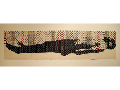 Pefura-Interior-Exterior peripherique II, 2015, acrylic on canvas,  19.5x79 inches, 50x200 cm