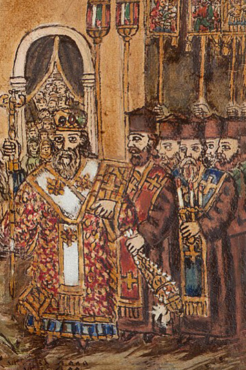 Constantino Paleologo, di Theophilos Hatzimihail, (1929). Particolare