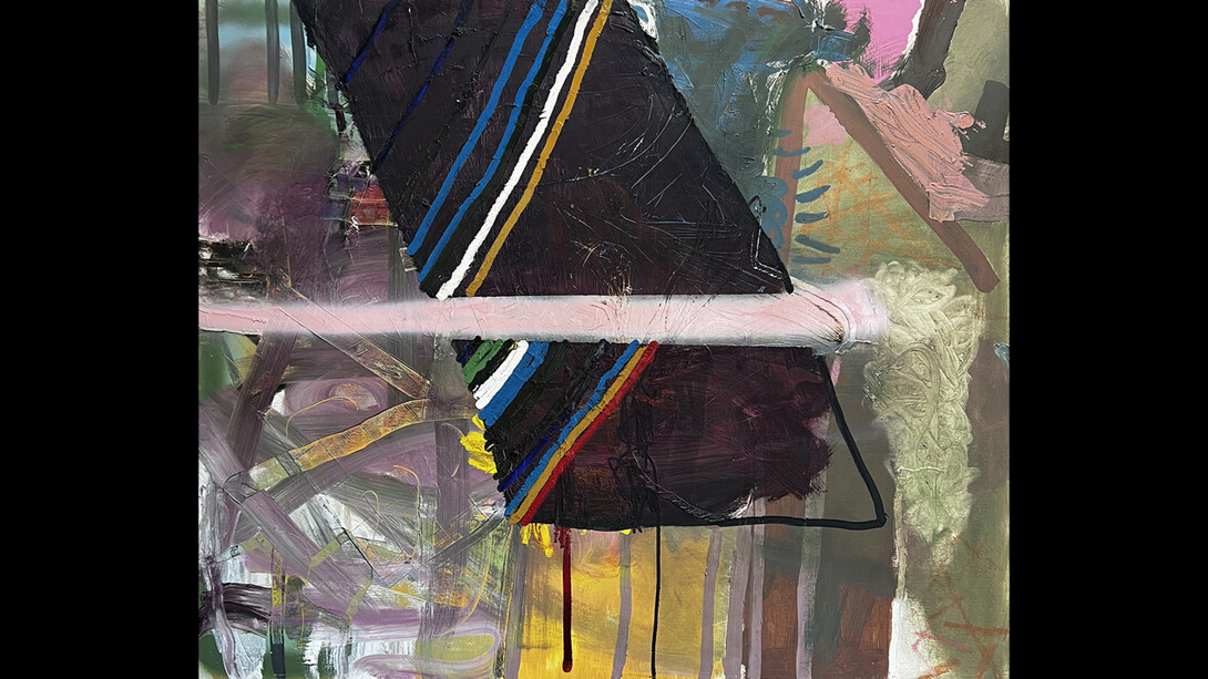 Michael Frank Blair, 3-20, 2012, oil and spray paint on canvas, 42x50 inches. Courtesy the artist and Conduit Gallery