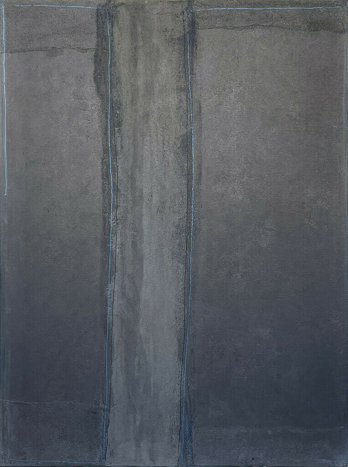 Laura Manuel, Blue Line, Acrylic and Sand on Canvas 36 x 48"/2024