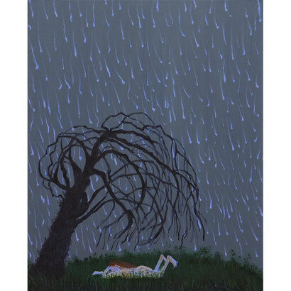 Mary DeVincentis, Stormy Weather, 2023, oil on canvas, 30x24 inches. Courtesy of the artist and Monya Rowe Gallery