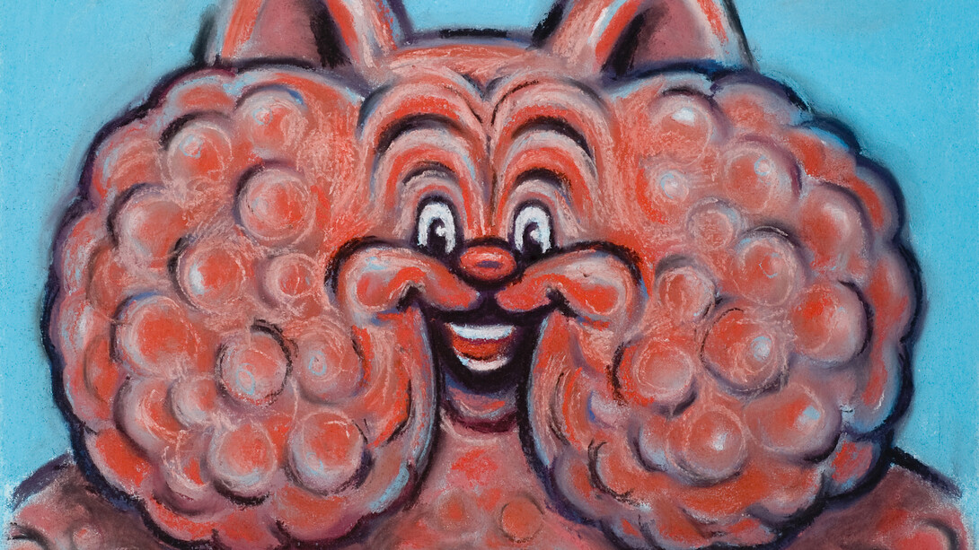 "Gros matou", 2015, pastels secs sur papier, 42x56 cm, courtesy of galerie Anne Barrault
