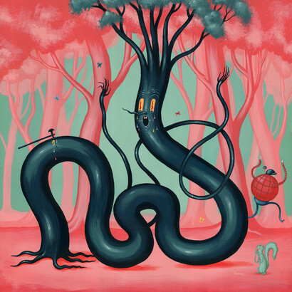 Travis Lampe, Fatal Rainbow Sap Wound, Acrylic on wood panel, 24x24. 