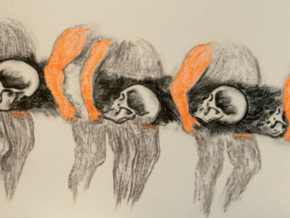 Enzo Cucchi, Quattro braccia e sette mani, 2011