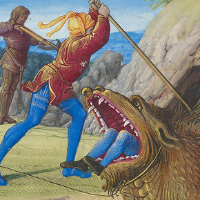 The Taming the Tarasque, from Hours of Henry VIII, France, Tours, ca. 1500. The Morgan Library & M