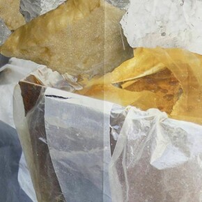 Leo Babsky Untitled (Marble Effect Versace I), detail, 2013, digital print on vintage catalogue page, 53 x 37 cm