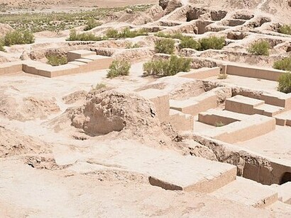 View of the fortress Toprak Kala in Karakalpakstan, Uzbekistan 