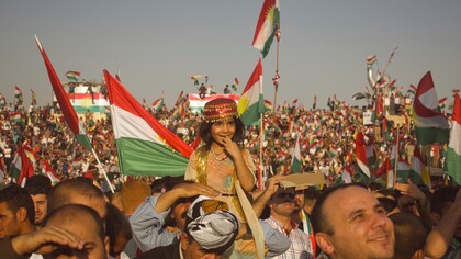 Kurdos en Erbil manifestándose a favor de la independencia en 2017