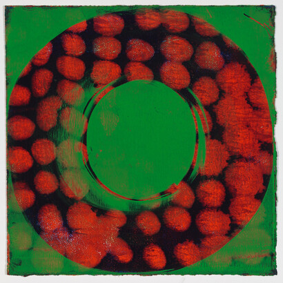 Marylyn Dintenfass, Oculus 18, 2015, Oil on paper, 15 x 15 inches