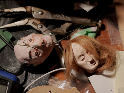 *El Hacedor de Marionetas*, de Janet Cardiff y George Bures Miller. Cabezas de marionetas